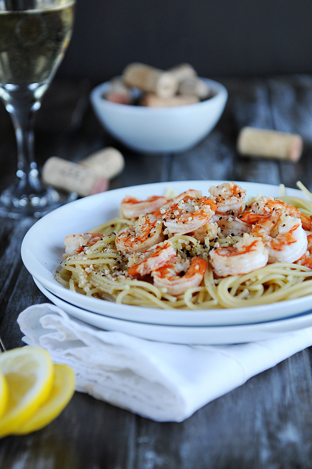 Friday Fish Dish - Lemon Pepper Shrimp over Pasta | Entertaining Thoughts